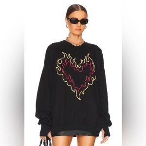 The Laundry Room Burn Heart Sweatshirt Medium Black Edgy Oversized Grunge Cozy